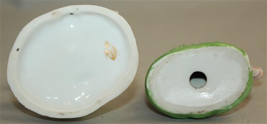 A collection of six Continental Chelsea style porcelain figures, 19th century, largest 17.5cm, smallest 10cm